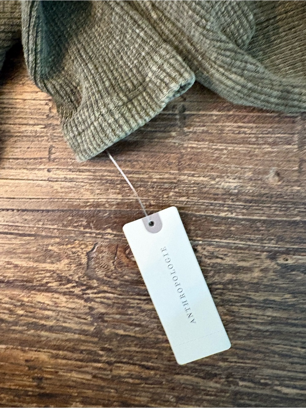 Anthropologie Pilcro Cropped Cardigan Womens XS Moss Green NWT Hook Front Ribbed - Picture 7 of 11